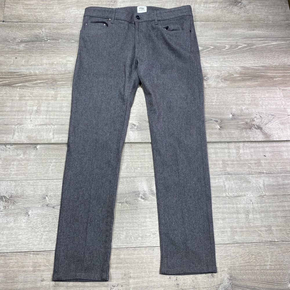PT05 Soul Pants Mens 34 Gray Wool Blend Flannel Stretch 5 Pocket Casual Trousers
